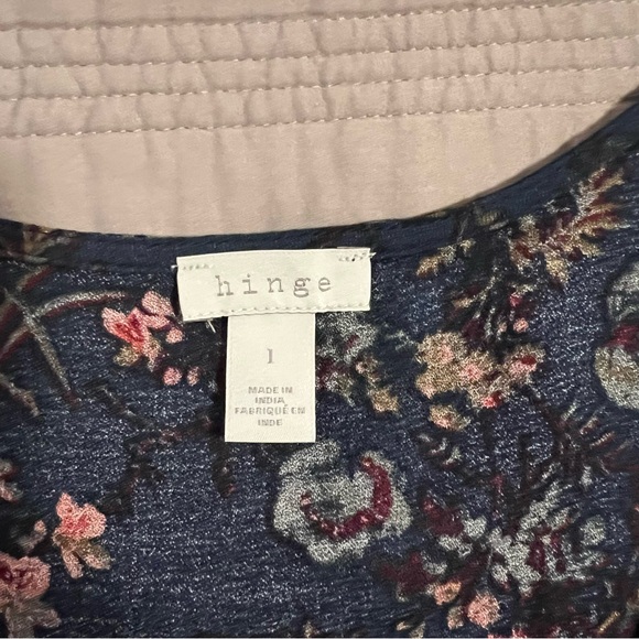 Hinge Floral Tie-Front Blouse in Navy and Pink - Picture 2 of 6